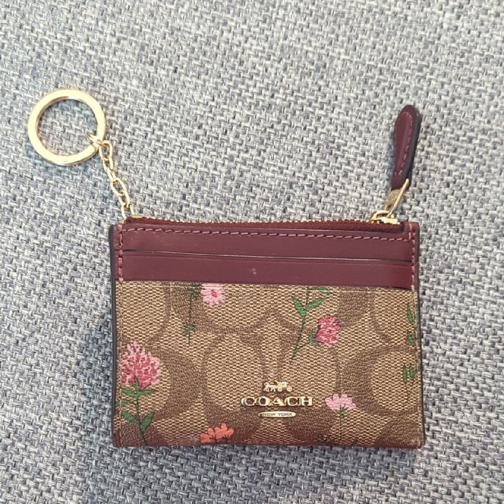 Coach Floral Card Holder Keychain